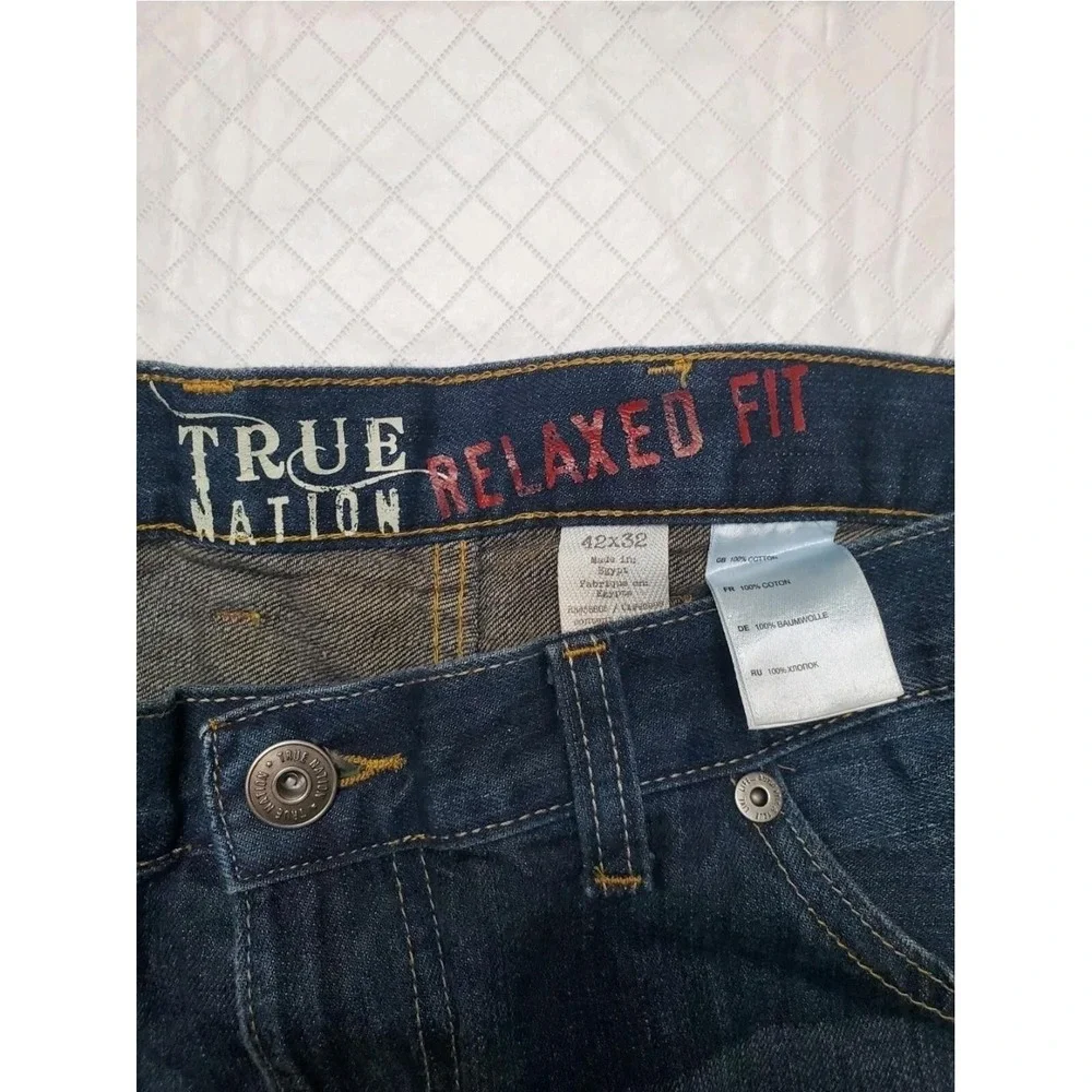 True Nation Jeans Mens 42x32 Blue Relaxed Fit Straight Leg Denim Big & Tall